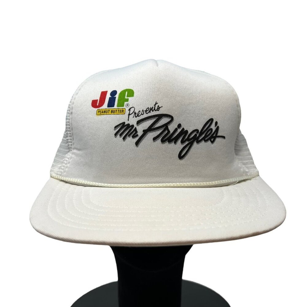 Jif Peanut Butter Mr Pringles Potato Chips Vintage Trucker Snapback Hat Cap Dad